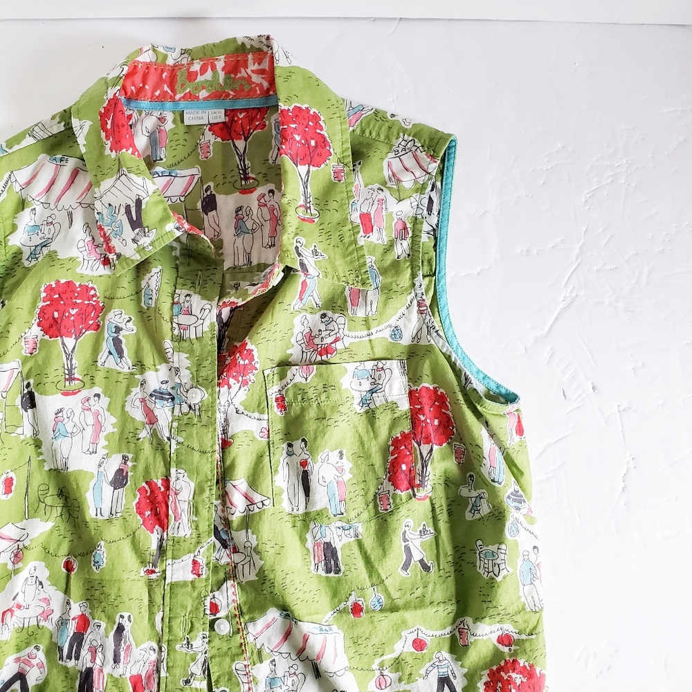 BODEN Printed Sleeveless Button Down Shirt 6